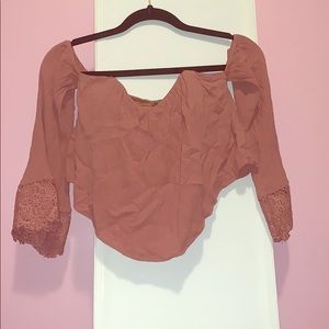 Off the shoulder long sleeve crop top